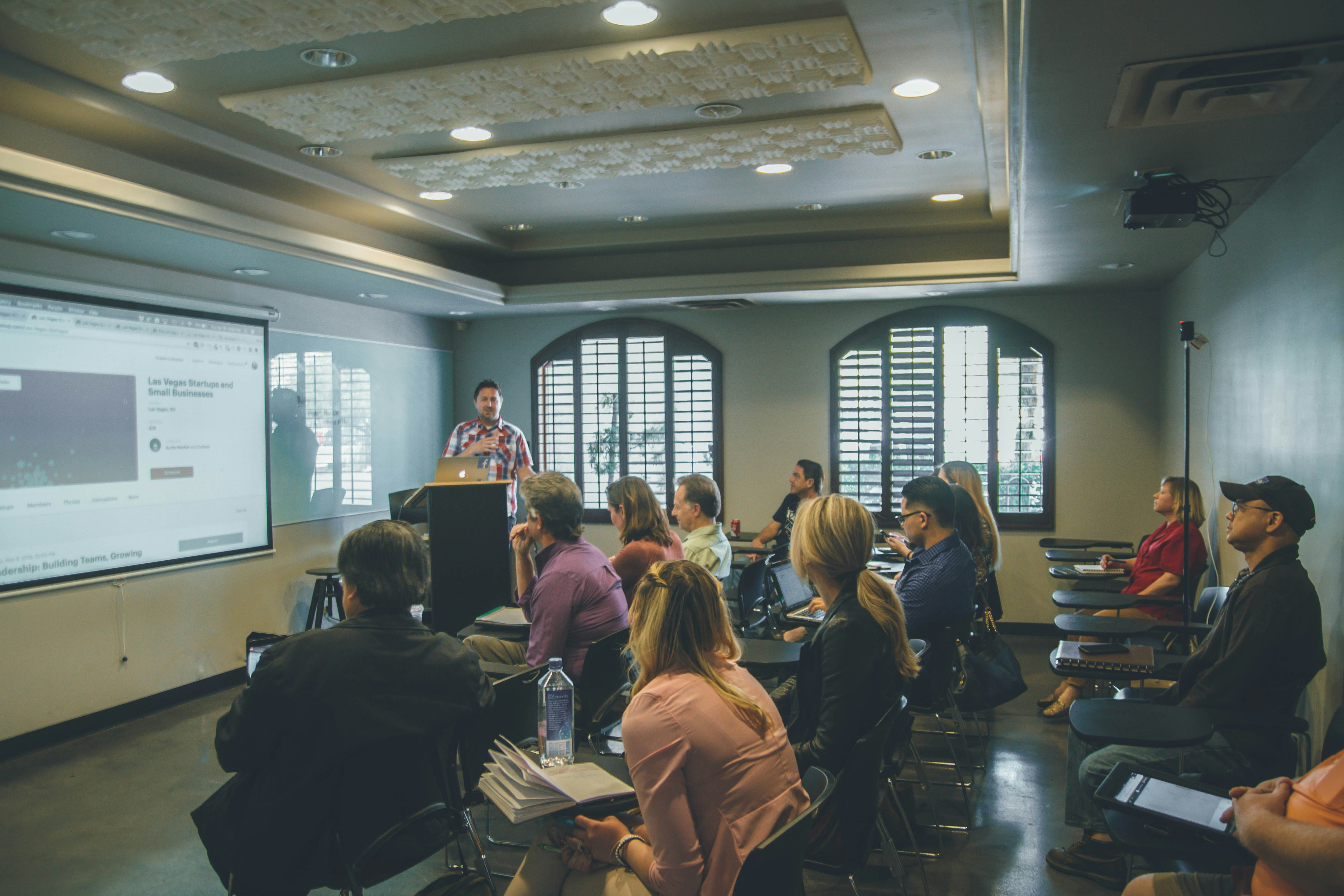 Professor teaching a concept to a class of students